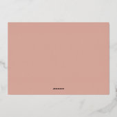 ダスティピーチのモダンな大型フォントのSave the Date 箔招待状 (裏面)