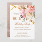 ダスティピーチウォーターフローラ80thバースデーパーティー 招待状 (正面/裏面)