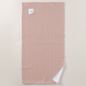 ダスティピーチストライプーテラコッタバタフライモノグラム ビーチタオル (正面)