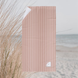 ダスティピーチストライプーテラコッタバタフライモノグラム ビーチタオル