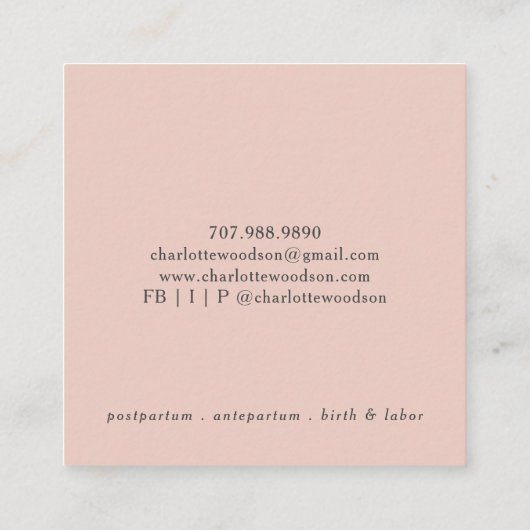 ダスティピーチフローラドラマチックビジネスカード スクエア名刺 (裏面)