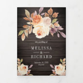 ダスティピーチフローラパンプキンバーンウッド結婚ズ 三つ折り招待状 (カバー)