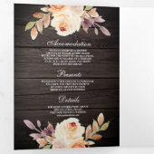 ダスティピーチフローラパンプキンバーンウッド結婚ズ 三つ折り招待状 (内部最初)