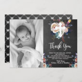 ダスティピーチブルーフローラバプテスマサンキューカード サンキューカード (正面/裏面)