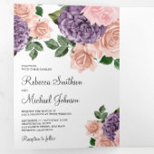 ダスティピーチ素朴パープルフローラ結婚ズ 三つ折り招待状 (内部最初)