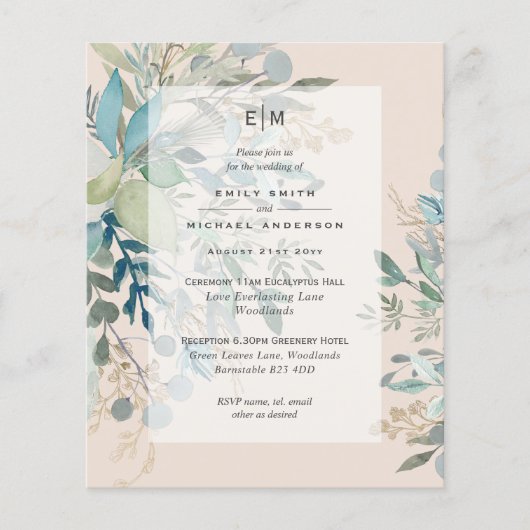 ダスティピーチ結婚セージ式披露宴招待状 チラシ (正面)