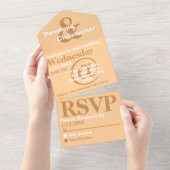 ダスティピーチ モダン タイポグラフィー 大きなシンボル 結婚式 オールインワン招待状 (貼ってはがせる)