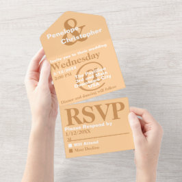 ダスティピーチ モダン タイポグラフィー 大きなシンボル 結婚式 オールインワン招待状