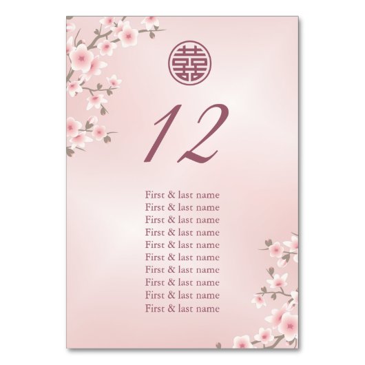 ダスティピ中国のッ結婚クのゲスト名 テーブルナンバー (正面)