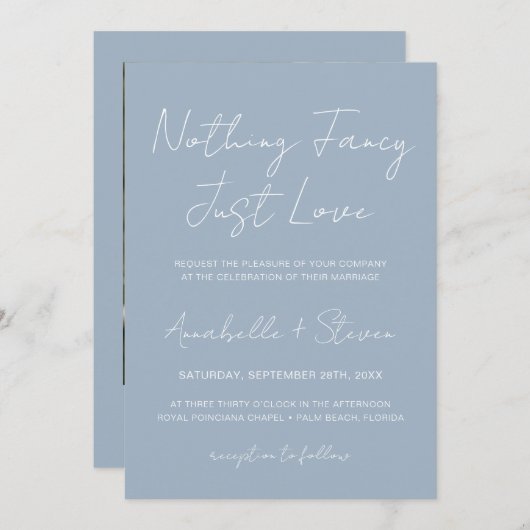 ダスティファンシーブルーの写真が好き結婚ではない 招待状 (正面/裏面)