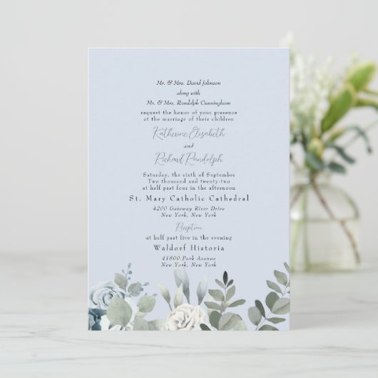 ダスティフォーマルブルーフローラ両結婚親のII 招待状 (スタンド正面)