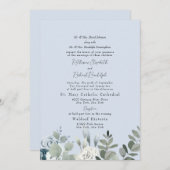 ダスティフォーマルブルーフローラ両結婚親のII 招待状 (正面/裏面)