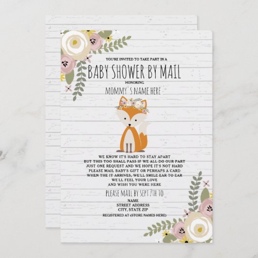 ダスティフローラシャワーバイメールキツネ 招待状 (正面/裏面)