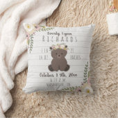 ダスティフローラベアキューブベビーガール誕生統計 クッション (ブランケット)