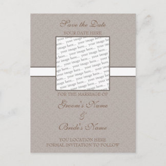 ダスティブラウンエッグシェル日付ポストカードを保存 案内ポストカード