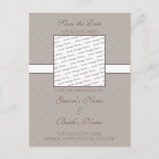 ダスティブラウンエッグシェル日付ポストカードを保存 案内ポストカード (正面)