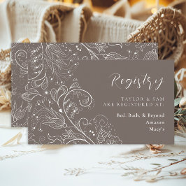 ダスティブラウンエレガントフローラ結婚のレジストリ エンクロージャーカード