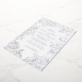 ダスティブラントオレンジの芍薬の花 秋の結婚式 箔招待状 (回転した状態)