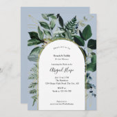ダスティブルウエウォーターカラーグリーンリーブライダルランチ 招待状 (正面/裏面)