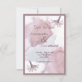 ダスティブルゴーニュ水彩とバラ金ゴールドアンパサンド セーブザデート (正面)