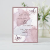 ダスティブルゴーニュ水彩とバラ金ゴールドアンパサンド セーブザデート (スタンド正面)