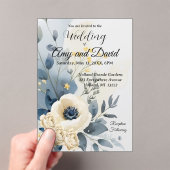 ダスティブルーとクリーム色の結婚式招待状アクリリック アクリル招待状 (インサイチュ (ポータブル))