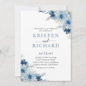 ダスティブルーとセージ結婚グリーン 招待状 (正面)