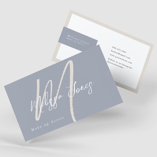 ダスティブルーとタンのミニマエレガントリスト 名刺