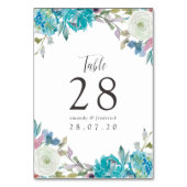 ダスティブルーとターコイズ結婚フローラ テーブルナンバー (裏面)
