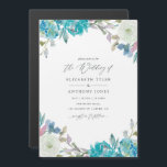 ダスティブルーとターコイズ結婚フローラ マグネット招待状<br><div class="desc">トレンディーパステル水カラーフローラ磁気ウェディング招待迅速かつ簡単にあなたのイベントの詳細にカスタマイズするように設計された。</div>