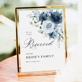 ダスティブルーとネイビーのReserved Sign 5x7 ウェディングデコレーション ポスター