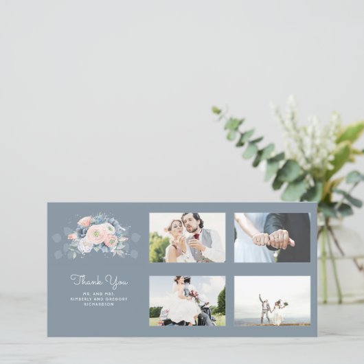 ダスティブルーとバラフローラ結婚の感謝 サンキューカード (スタンド正面)