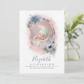 ダスティブルーとバラ金ゴールドフォトベビー誕生 案内状 (スタンド正面)