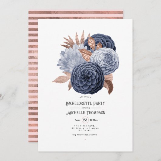 ダスティブルーとバラ金ゴールドフローラバチェロレッテ 招待状 (正面/裏面)