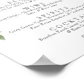 ダスティブルーとピンクのフローラ結婚のバーメニューポスター ポスター (角)