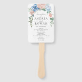 ダスティブルーとピンクのフローラ結婚式 プログラムハンドファ ハンドファン (正面)