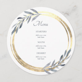 ダスティブルーとフェイクゴールドのエレガントなメニュー メニュー