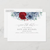 ダスティブルーとブルゴーニュ赤のフローラ保存日 ポストカード (正面/裏面)