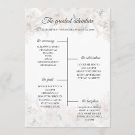 ダスティブルーとベージュの花柄とゴールドの結婚式プログラムカード プログラム