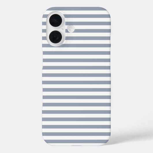 ダスティブルーとホワイトのかわいい横ストライプ Case-Mate iPhoneケース (裏面)