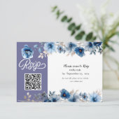 ダスティブルーとホワイトのフローラ結婚ズ 出欠カード (スタンド正面)