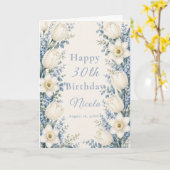 ダスティブルーとホワイトの誕生日 カード (黄色い花)