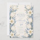 ダスティブルーとホワイトの誕生日 招待状 (正面)