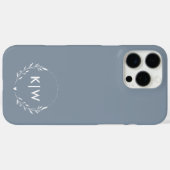 ダスティブルーとホワイト | モダンイニシャルモノグラム Case-Mate iPhoneケース (裏面 (横))