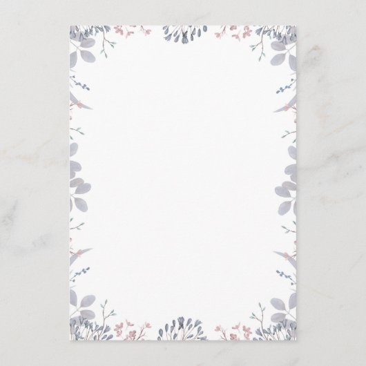 ダスティブルーとマウヴ結婚のインフォメーションゲスト エンクロージャーカード (裏面)