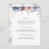 ダスティブルーとマウヴ結婚のインフォメーションゲスト エンクロージャーカード (正面/裏面)