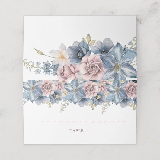 ダスティブルーとマウヴ結婚フローラ座席表 プレイスカード (外部開封)