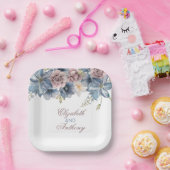 ダスティブルーとメイヴの水の色のフローラ結婚 ペーパープレート (パーティー)