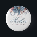 ダスティブルーとメイヴフローラの水結婚色 缶バッジ<br><div class="desc">ほこりっぽい青とメイブのフローラのボタン結婚は、母、父、妹、花嫁の弟または新郎</div>