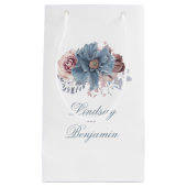 ダスティブルーとメイヴフローラの水色エレガント スモールペーパーバッグ (正面)